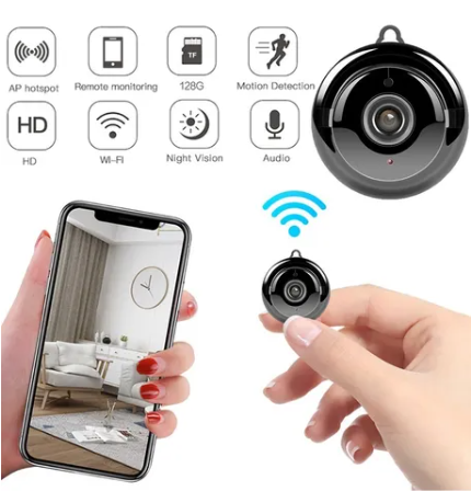 Mini cámara espía WiFi, batería de larga duración y función de detección de  movimiento (blanco)